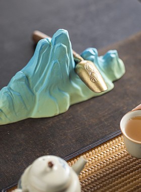 新中式禅意陶瓷假山摆件小号客厅书房枯山水微景观装饰品镇纸定制