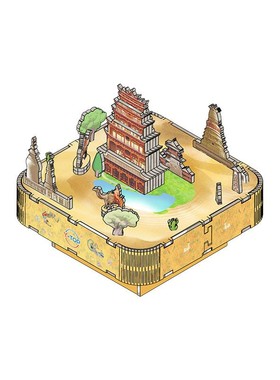 敦煌创意音乐盒景点文创礼品木质八音盒3D益智拼图立体装饰摆定制