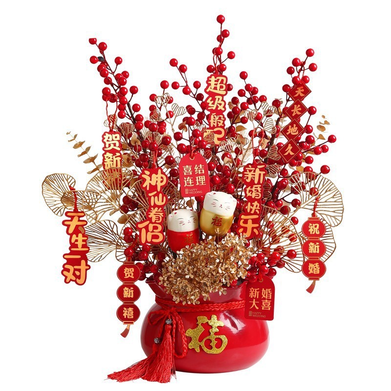 福桶乔迁新居装饰摆件客厅餐桌面玄关电视柜婚庆布置用品 搬定制 - 图3