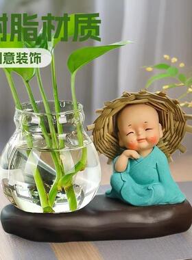 小和尚绿萝水培花瓶家居摆件创意装饰客厅办公室桌面装饰绿萝花瓶