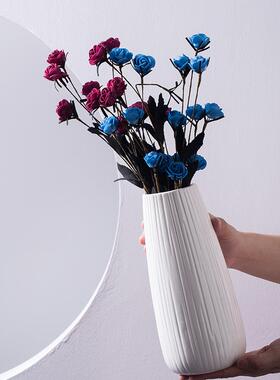 新中式简约白色陶瓷花瓶干花插花客厅现代家居装饰品摆件