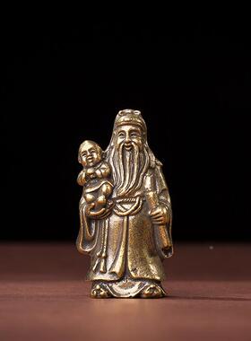 实心办公桌面摆件莲花佛祖古铜茶宠工艺品小礼品手把玩件