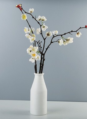 北欧现代简约创意手工拉丝白色花瓶摆件样板间客厅花器家居饰定制