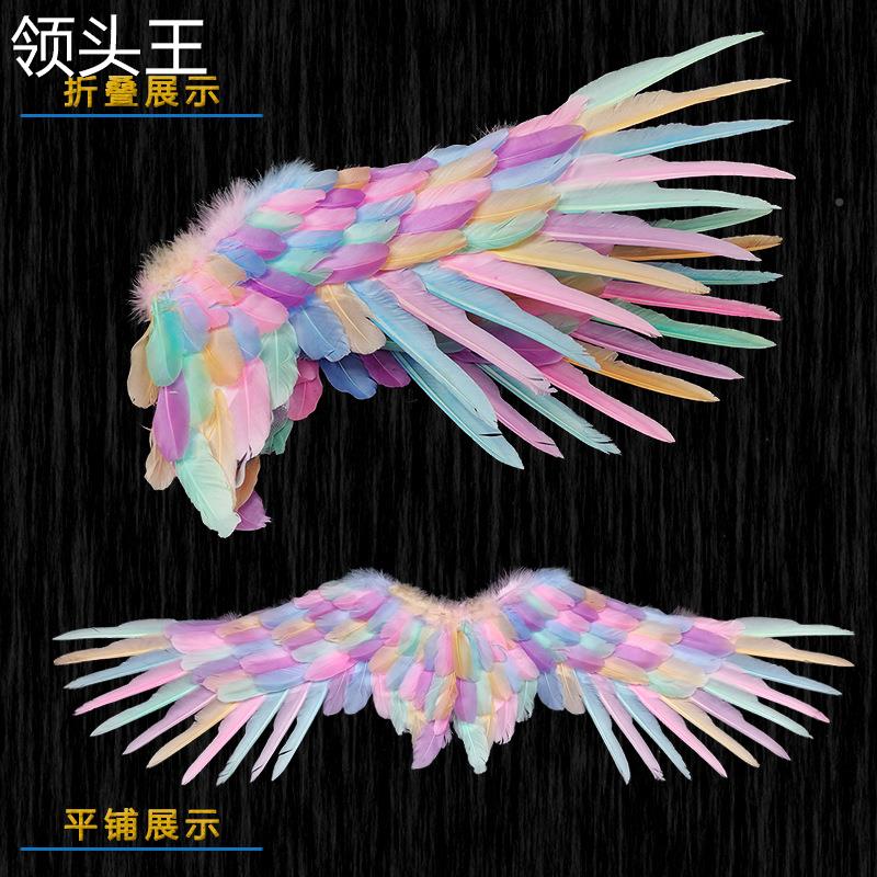 天使翅膀白色羽毛飞燕型翅膀成人儿童表演万圣节道具新娘花童装扮