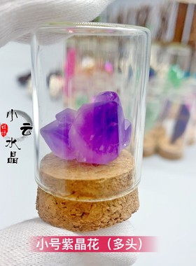 原石矿石标本石摆件套装 碎石矿石摆件带瓶子送礼装饰定制