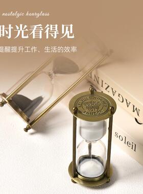 创意简约金属沙漏计时器隔断玄关书房装饰品五金轻奢家居摆件