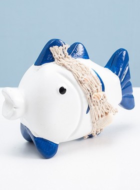 地中海风格树脂亲子鱼桌面摆饰可爱胖鱼摆件搁板摆设创意家居定制