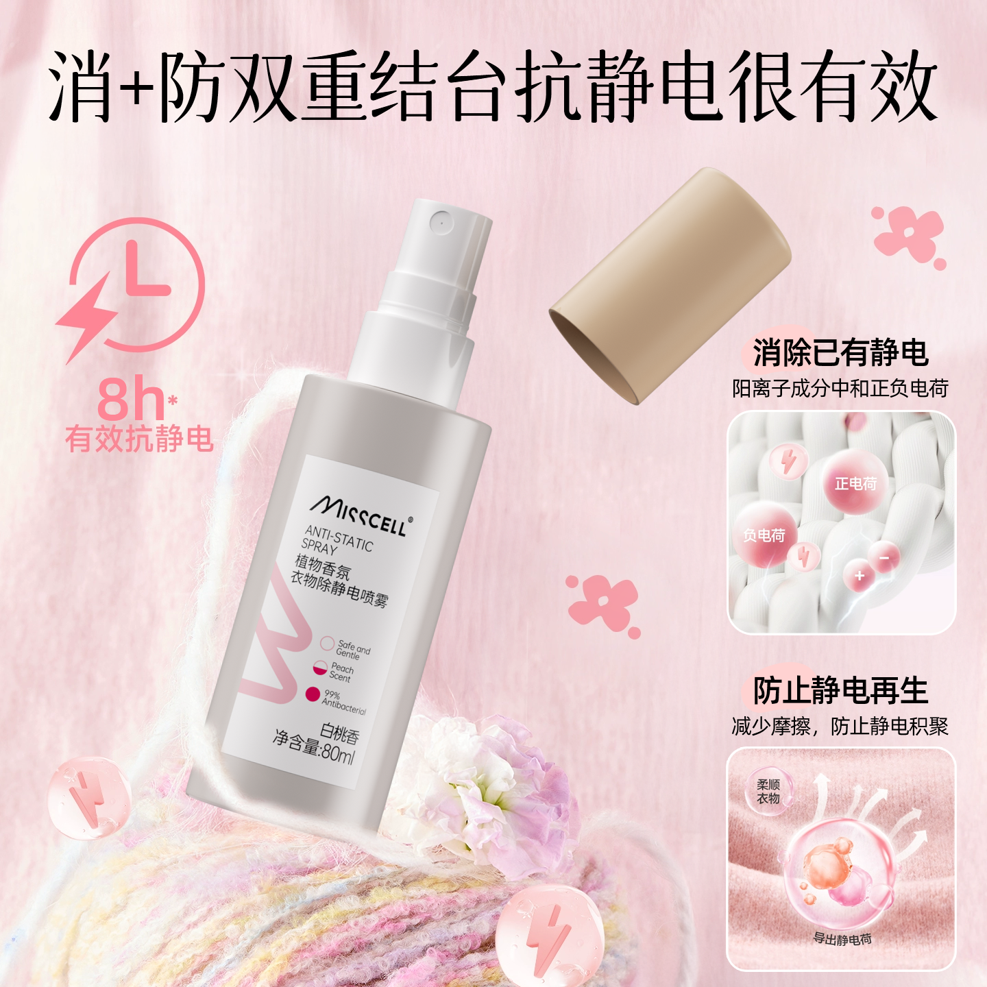 misscell防静电喷雾衣服除毛衣毛呢柔顺剂衣物香氛除味去静电神器,淘宝优惠券,粉丝福利购,淘宝优惠卷