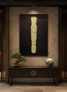 新中式珐琅彩月琴大气玄关挂画酒店餐厅包厢背景墙实物立体装饰画