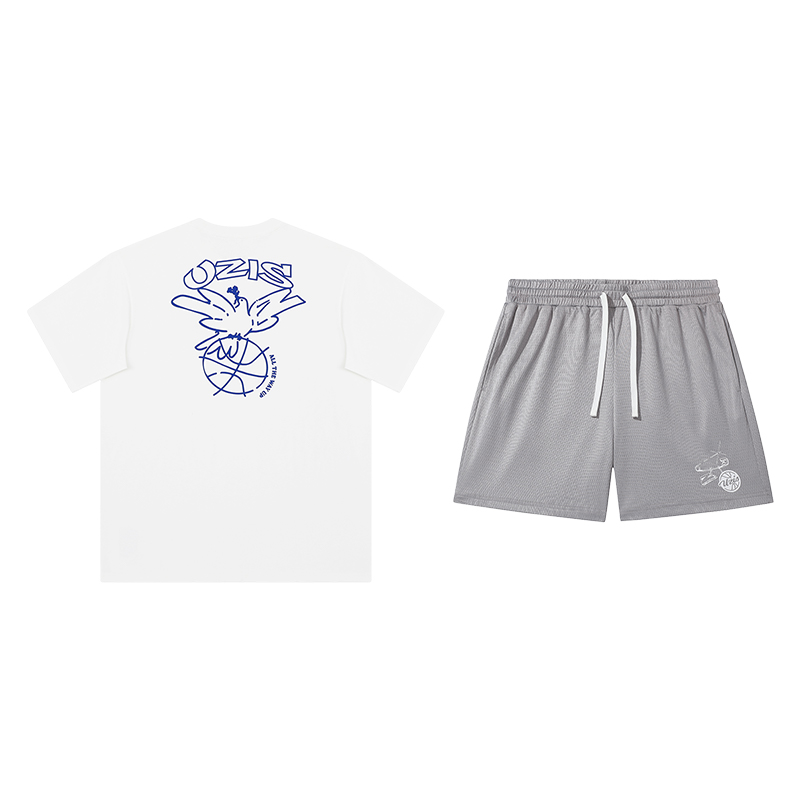 有志者UZIS 夏季运动服套装男篮球跑步美式短袖短裤和平鸽+回形针 - 图2