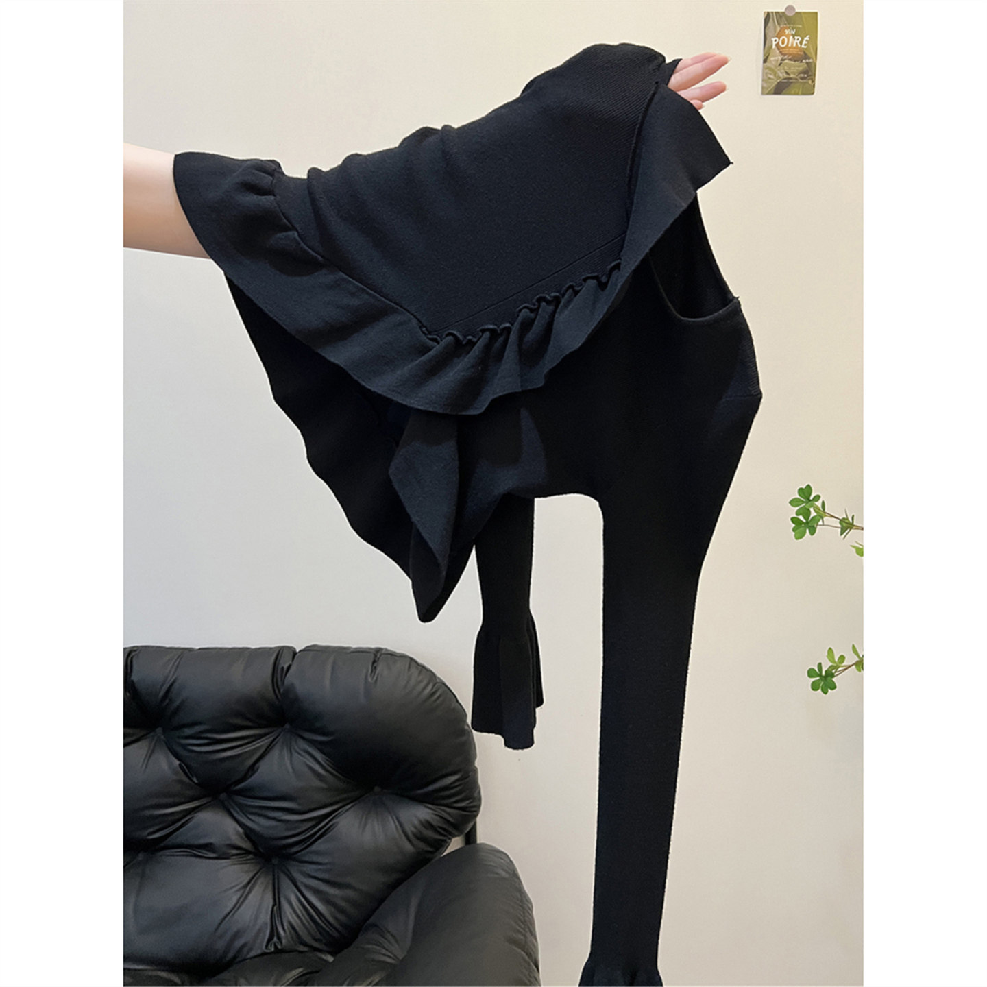 高级感法式荷叶边喇叭袖针织衫毛衣女秋冬内搭加厚保暖打底衫上衣,淘宝优惠券,粉丝福利购,淘宝优惠卷