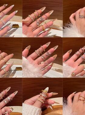 韩系精致锆石素圈戒指女开口可调节食指戒轻奢小众个性设计感爆款