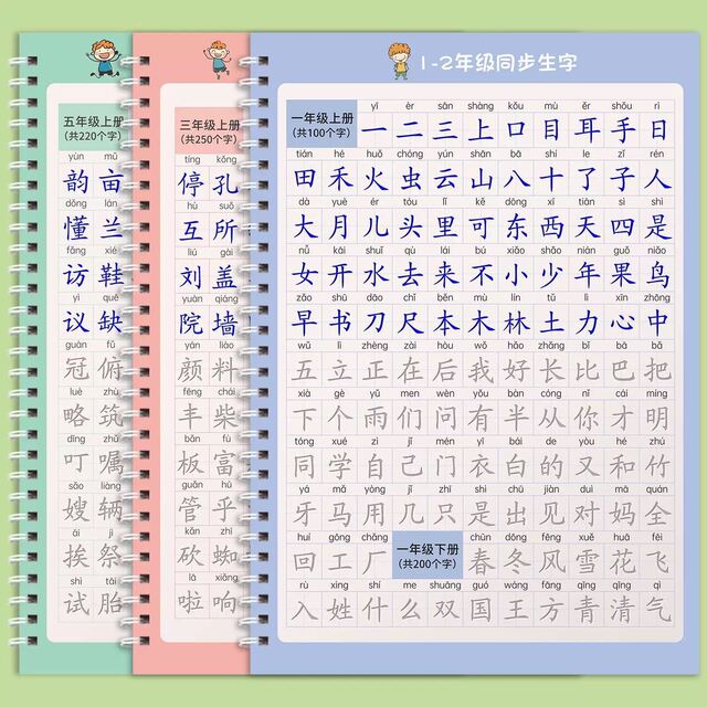 1-6th grade groove practice copybook for primary school students, People's Education Edition for first grade, second grade, volume 1 and volume 2 Chinese language copybook, daily practice, three, four, five and six, synchronous new words, hard-pen calligraphy practice book, children's pen control training, writing and tracing red