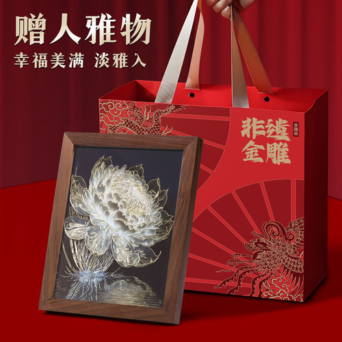 礼师傅《光影睡莲》铜雕装饰画非遗工艺品手工摆件创意新婚送礼物 - 图2