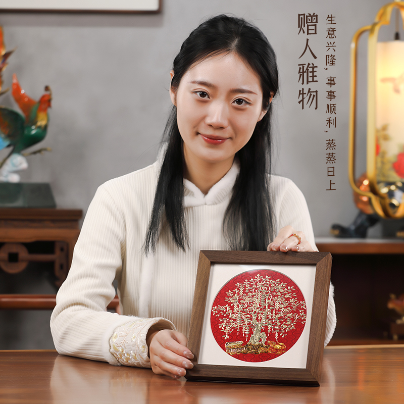 礼师傅铜雕画《摇钱树》中式铜雕装饰画摆台家居摆件商务礼物定制 - 图0