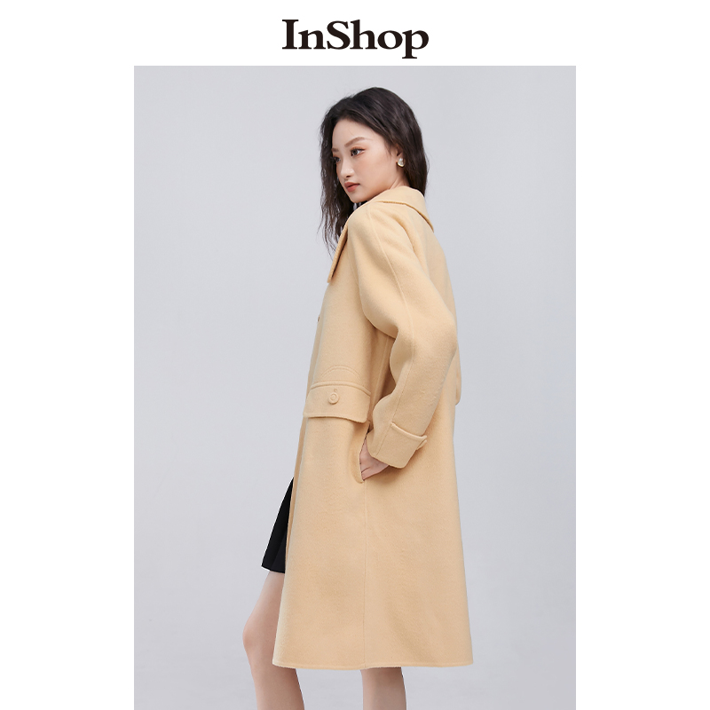 【商场同款】INSHOP新款温柔毛呢外套女俏皮减龄娃娃领呢大衣 - 图3