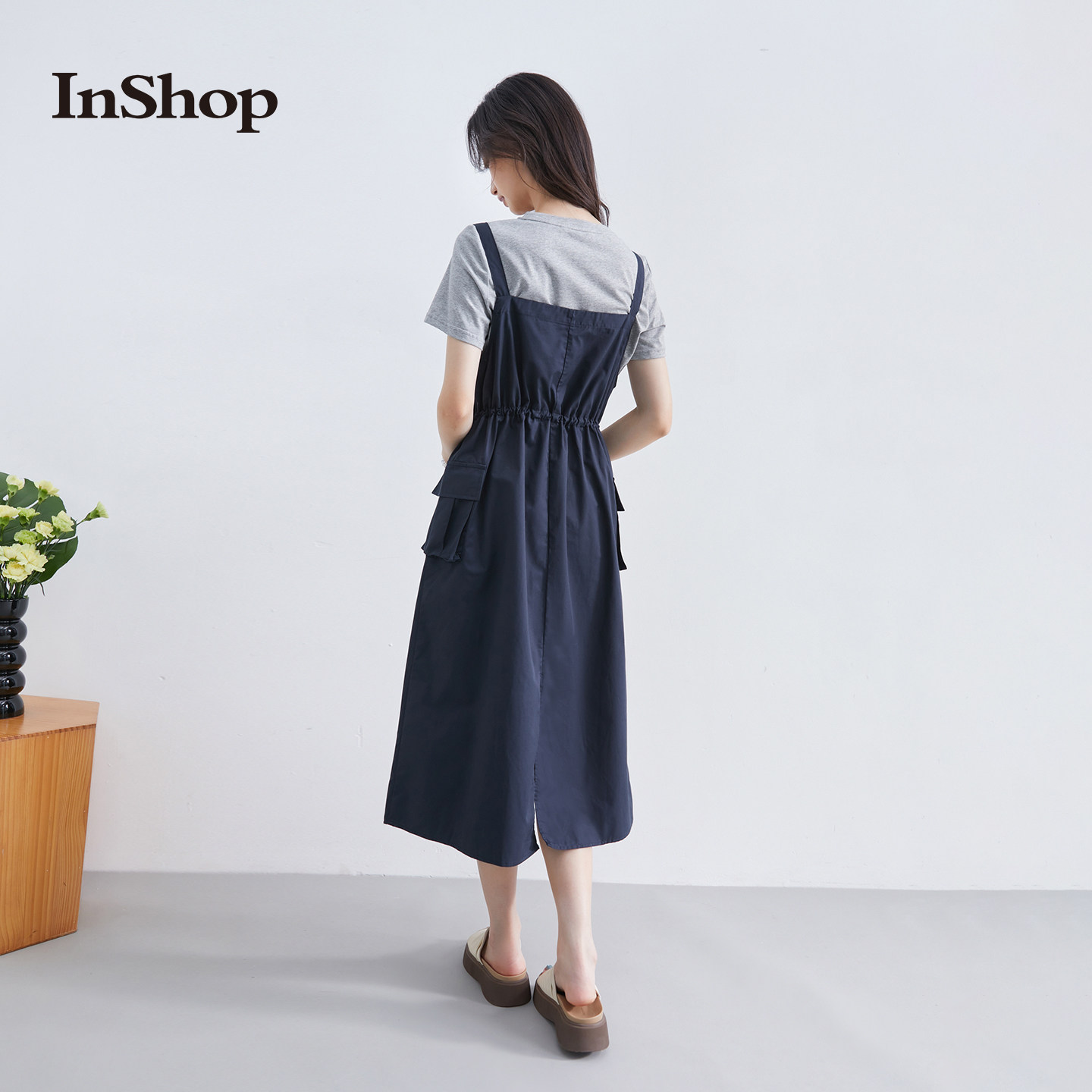 InShop【商场同款】新款减龄休闲套装女短袖t恤牛仔背带裙两件套,淘宝优惠券,粉丝福利购,淘宝优惠卷