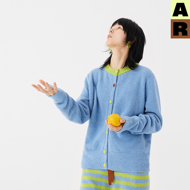 【章若楠同款】AR拼色半边绒开衫家居服套装女可外穿睡衣秋冬保暖,淘宝优惠券,粉丝福利购,淘宝优惠卷