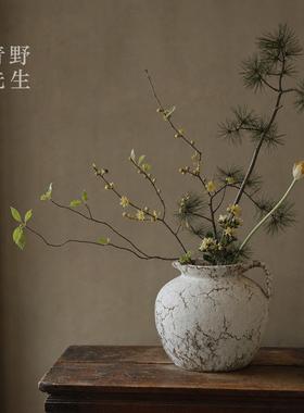 青野先生侘寂风雾隐花瓶插花
