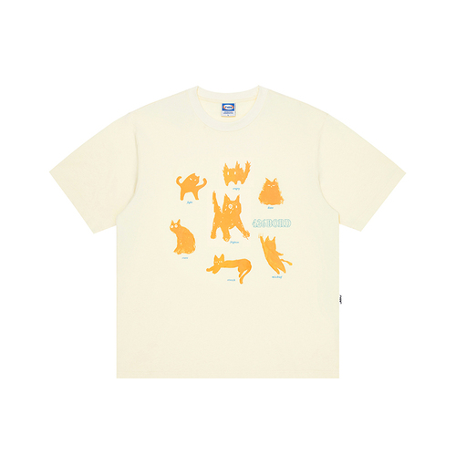 【F426官方店】国潮牌夏季嘻哈情侣宽松搞怪猫咪剪影合集短袖T恤