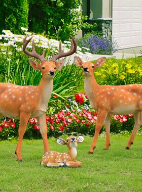 仿真梅花鹿玻璃钢雕塑摆件户外花园庭院草坪景区装饰园林景观动物