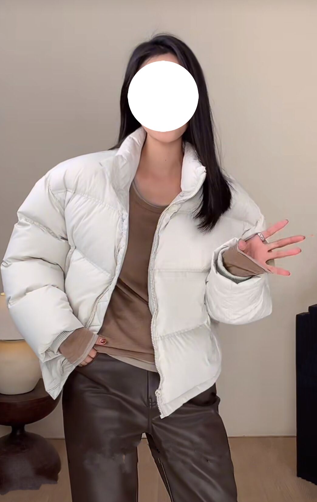 2023新款小立领短款白鸭绒羽绒服女冬季韩版加厚情侣面包服男外套