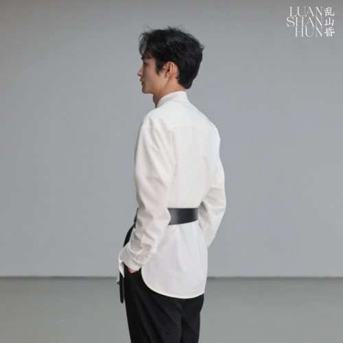 乱山昏 新中式原创金属龙头黑汉元素配饰汉服腰带革带皮带腰封PU - 图2