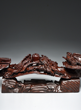 花梨木九龙如意摆件家居客厅