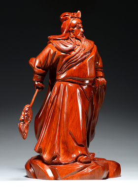 摆件客厅木雕武财神工艺品关公像