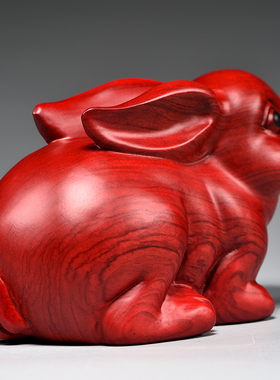 红色实木质兔祝福客厅十二生肖兔