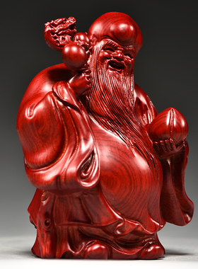 雕刻客厅摆件花梨木祝福