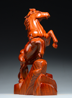 木雕马摆件实木质马到成功工艺