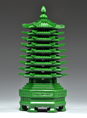 绿色实木质文昌塔客厅文昌塔摆件