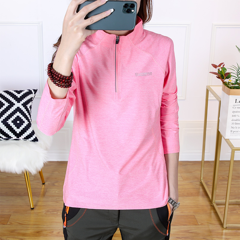速干t恤女立领长袖户外运动体恤透气速干衣女春秋款跑步上衣排汗 - 图3