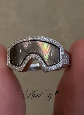 滑雪护目镜点钻幻彩戒指女独特潮