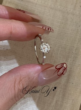 极简主义清冷极细锆石戒指女轻奢