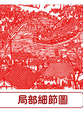 清明上河图中图国风纯手工剪纸底稿虎年剪纸大图稿刻纸窗花素材