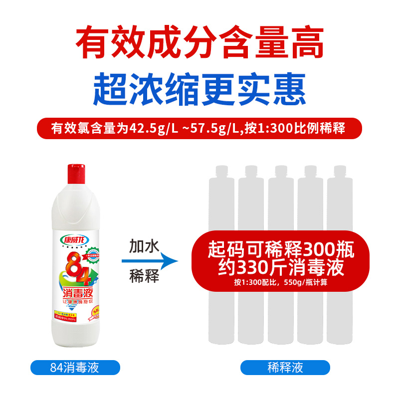 84消毒液正品花香家用康威龙食品级550g小瓶洗衣服杀菌漂白水八四 - 图0