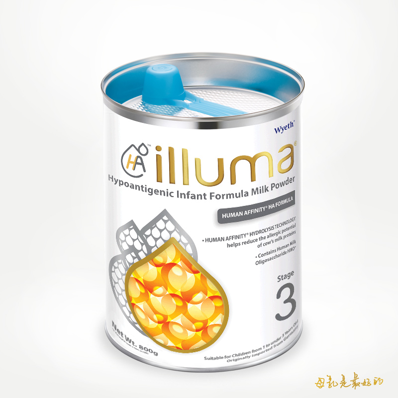illuma启赋海外旗舰店【新】illuma启赋敏适HA适度水解婴幼儿配方奶粉3阶段 800克惠氏0