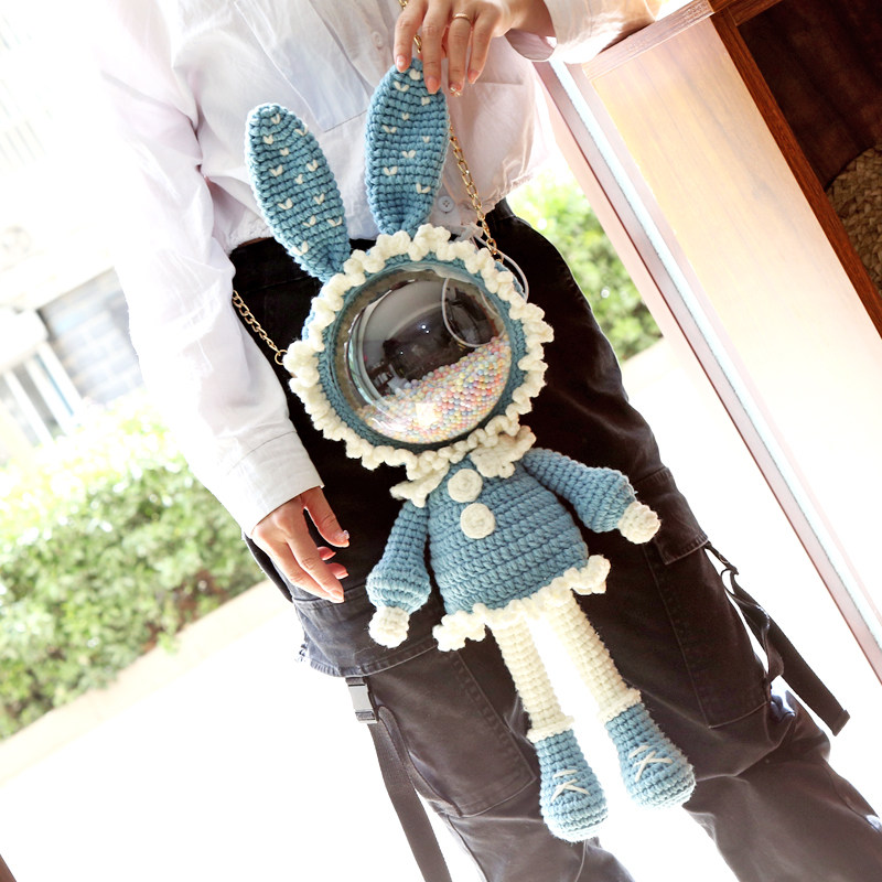 rlk手工diy钩针编织精灵兔网红情侣兔子亚克力毛线包包材料包双肩,淘宝优惠券,粉丝福利购,淘宝优惠卷