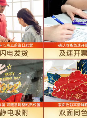 周年庆氛围装饰静电玻璃贴纸
