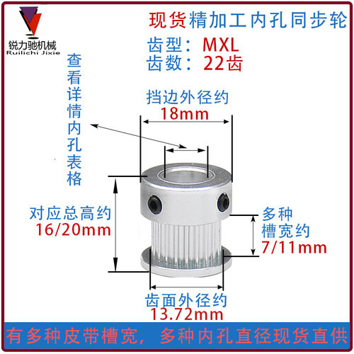同步轮MXL18齿/MXL19齿/MXL20齿/MXL22齿 带凸台 同步带轮 BF型 - 图3