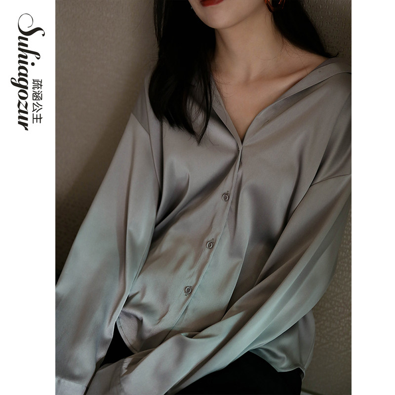 白色女设计感小众轻奢主义垂感衬衫 疏涵公主衬衫