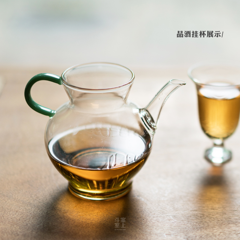 手工耐热玻璃温酒神器分酒醒酒器温泡绿茶壶大号公道杯带茶漏滤嘴 - 图1