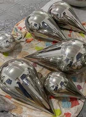 不锈钢水滴雕塑造型轻奢摆件酒店大堂室内吊顶悬挂镜面金属装饰品