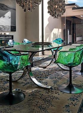 抽象透明树脂花瓣椅子吧台旋转凳子室内酒店客厅软装抽象雕塑摆件