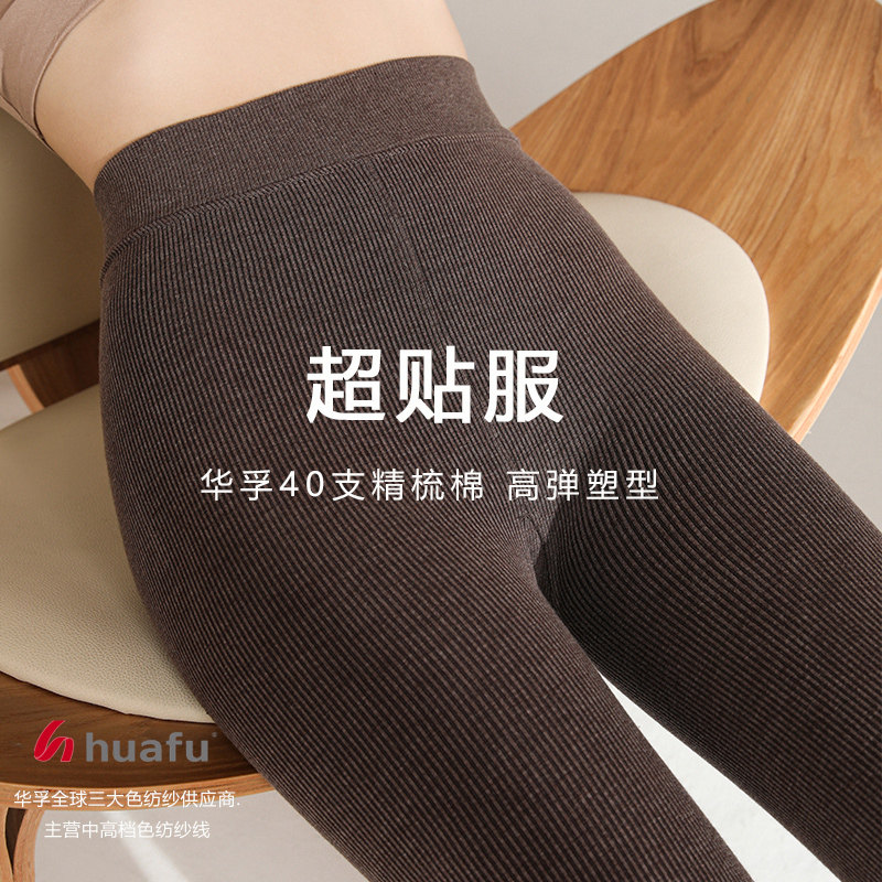 加绒200g全棉微压显竖条纹连裤袜 erimaken短袜/打底袜/丝袜/美腿袜