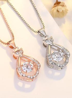 跨境新品s925纯银爱心形纯银项链女网红潮锁骨链颈链工厂直销