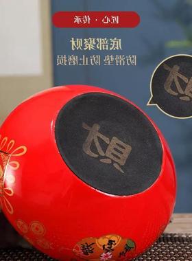 红色陶瓷聚宝盆摆件聚财客厅装饰开业乔迁礼品镇店存钱罐