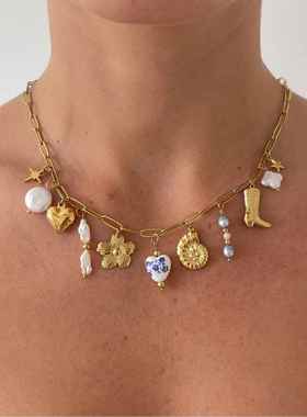 自由diy系列吊坠项链女爱心珍珠星星月亮吊坠牛角樱桃眼睛